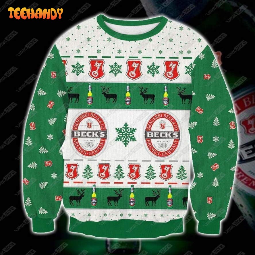 Becks Beer Ugly Christmas Sweater, All Over Print Sweatshirt, Ugly Sweater