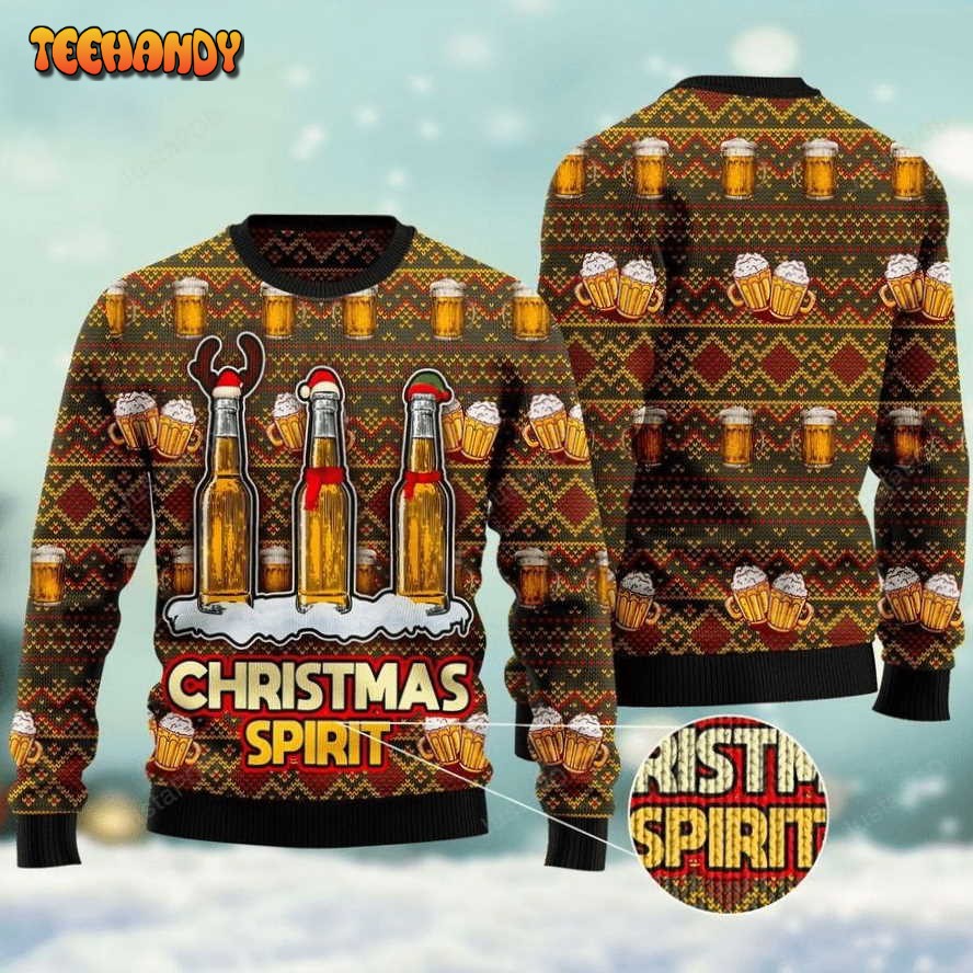 Beer Christmas Spirit Ugly Christmas Sweater, All Over Print Sweatshirt