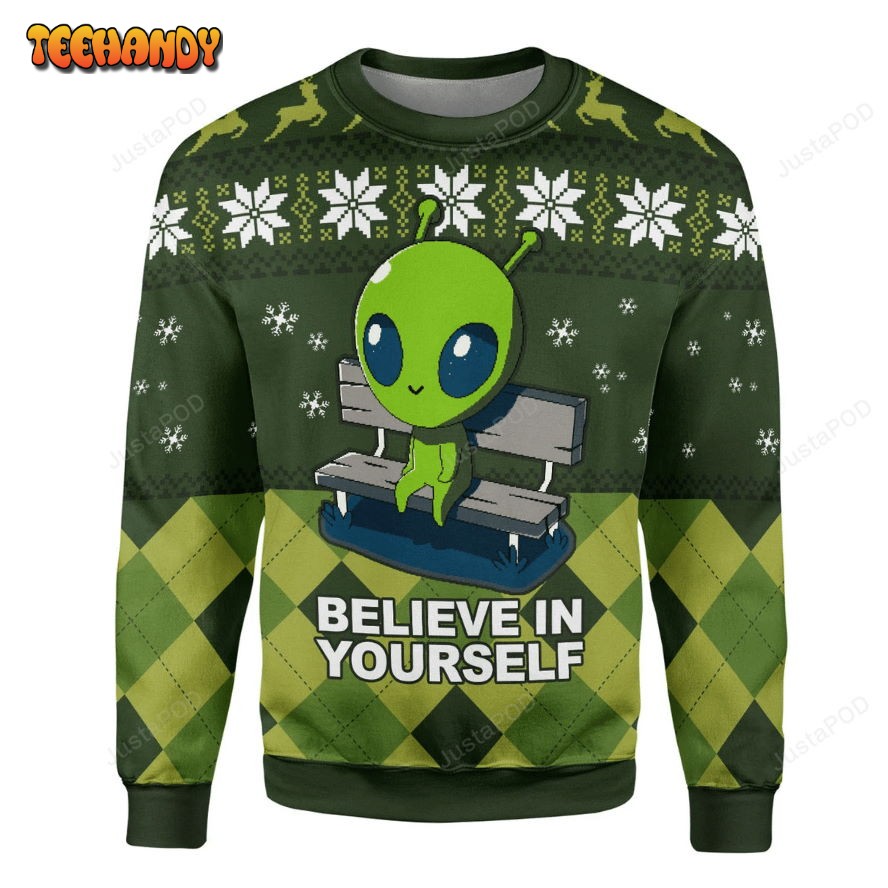 Believe In Yourself Ugly Christmas Sweater, All Over Print Sweatshirt