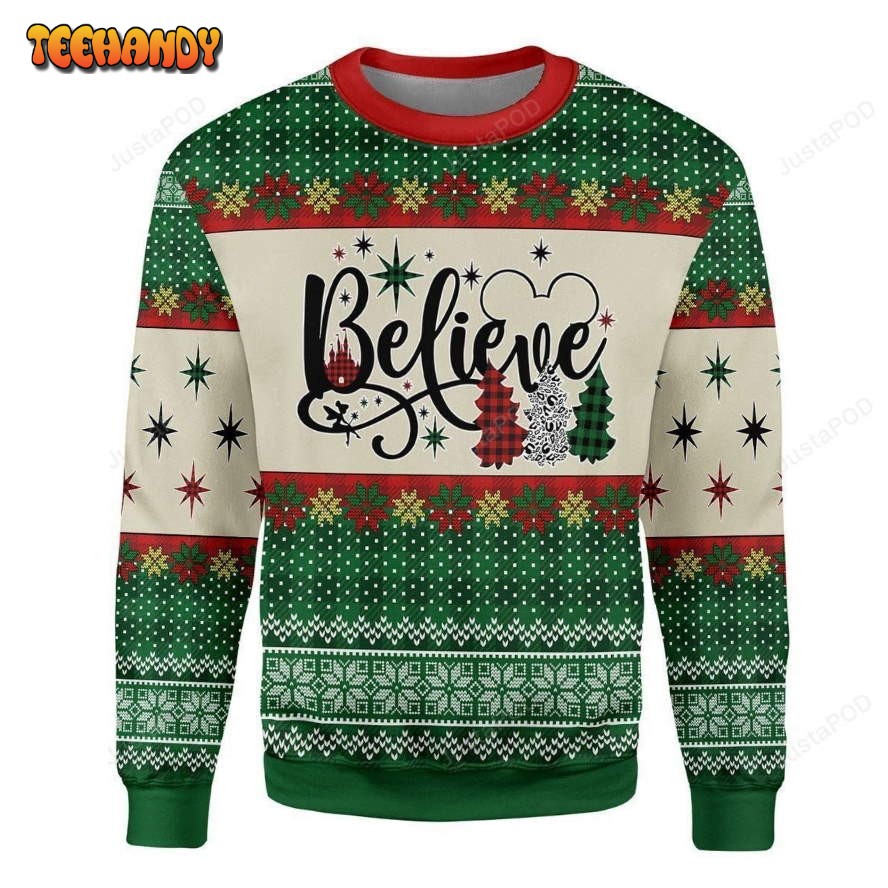 Believe Ugly Christmas Sweater, All Over Print Sweatshirt, Ugly Sweater