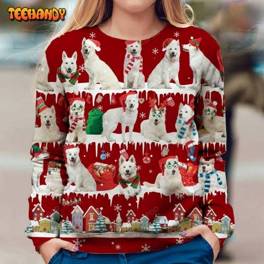 Berger Blanc Suisse Snow Christmas Ugly Sweater, Ugly Sweater