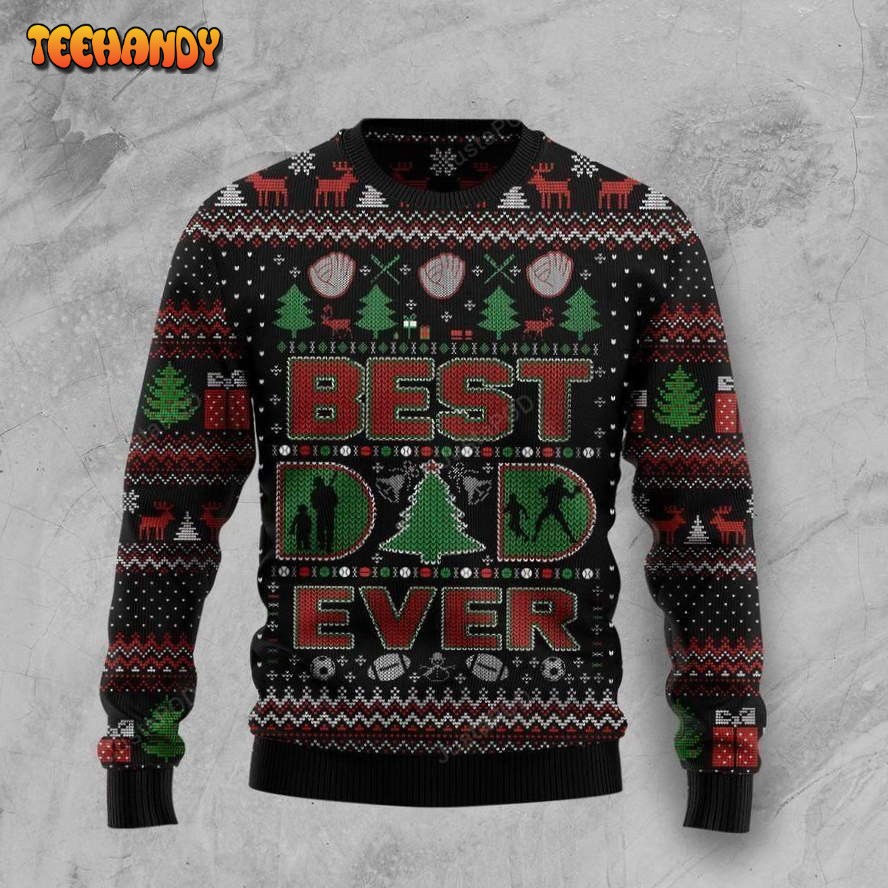Best Dad Ever Ugly Christmas Sweater, All Over Print Sweatshirt, Ugly Sweater