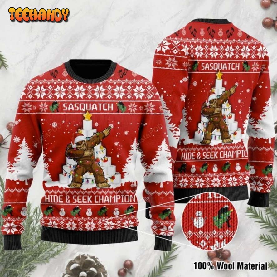 Bigfoot Hide And Seek Champion For Unisex Ugly Christmas Sweater