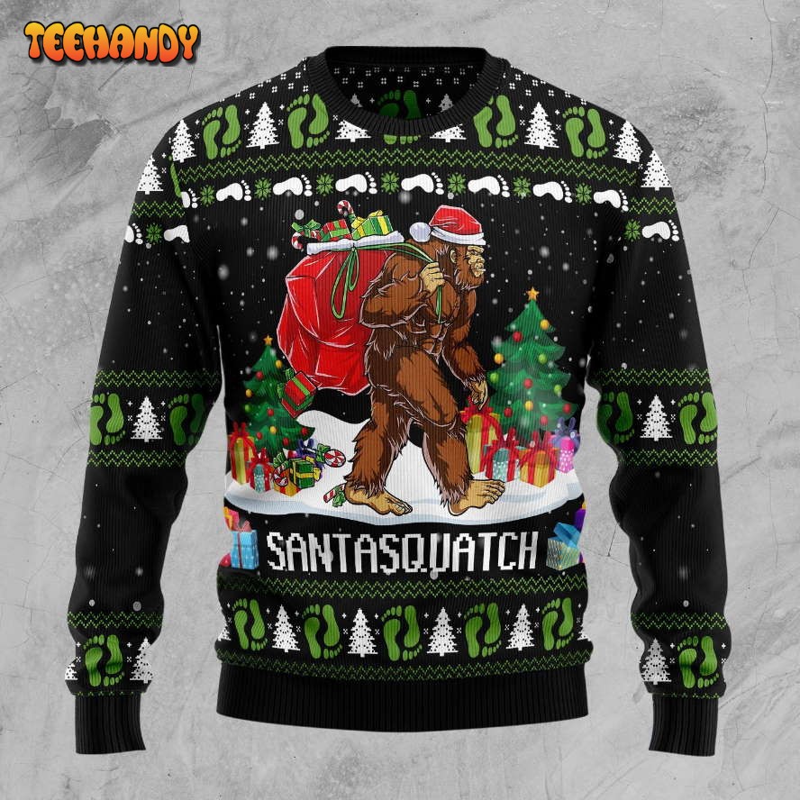 Bigfoot Santasquatch Ugly Christmas Sweater, All Over Print Sweatshirt