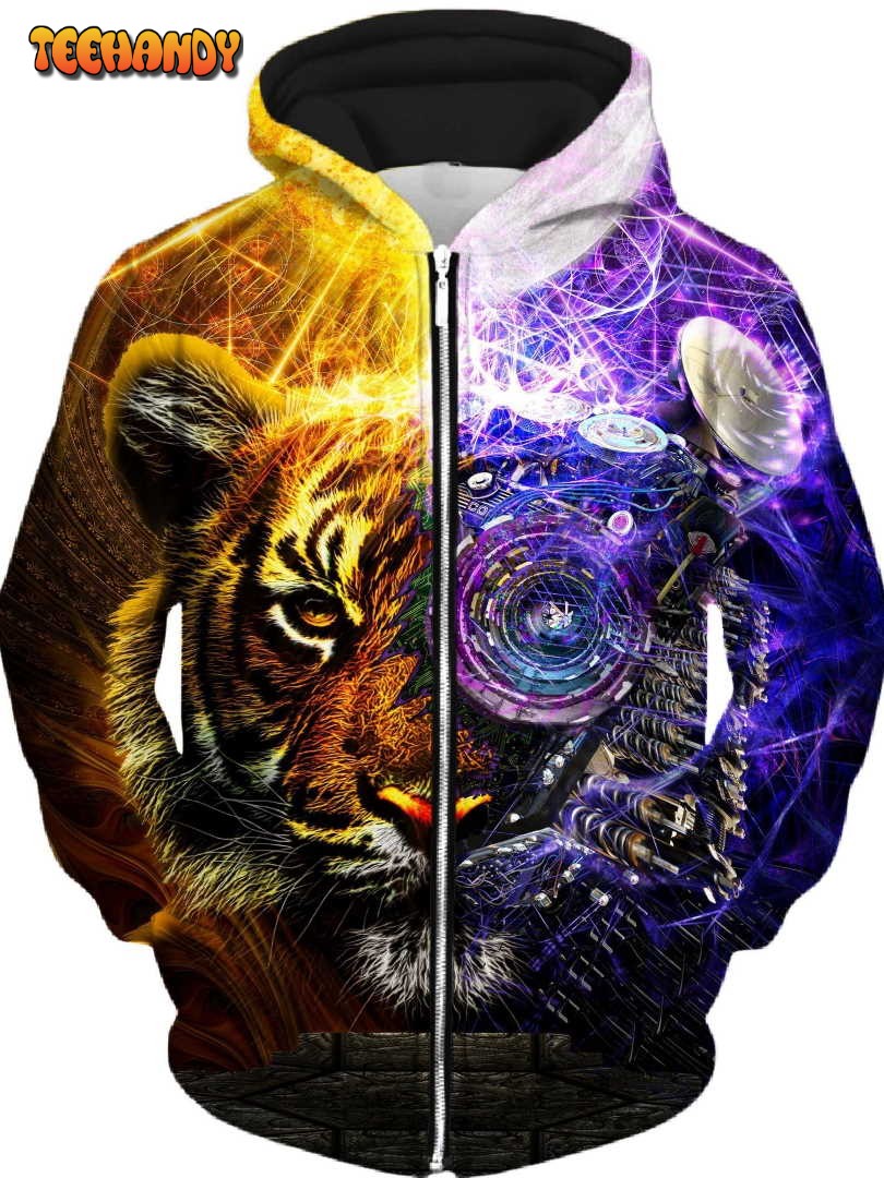 Bionic Tiger Unisex Zip-Up 3D Hoodie For Men Women All Over 3D Printed Hoodie