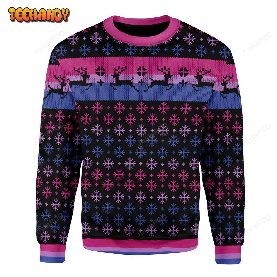 Bisexual Pride Flag Ugly Christmas Sweater, All Over Print Sweatshirt