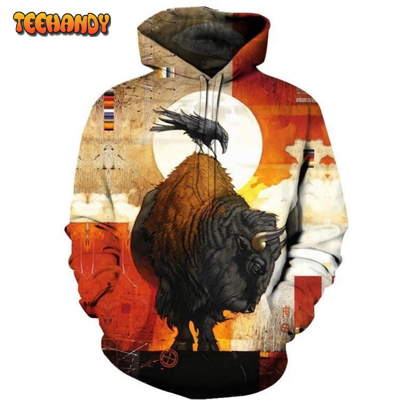 Bison Native American 3D Hoodie For Men For Women All Over Printed Hoodie