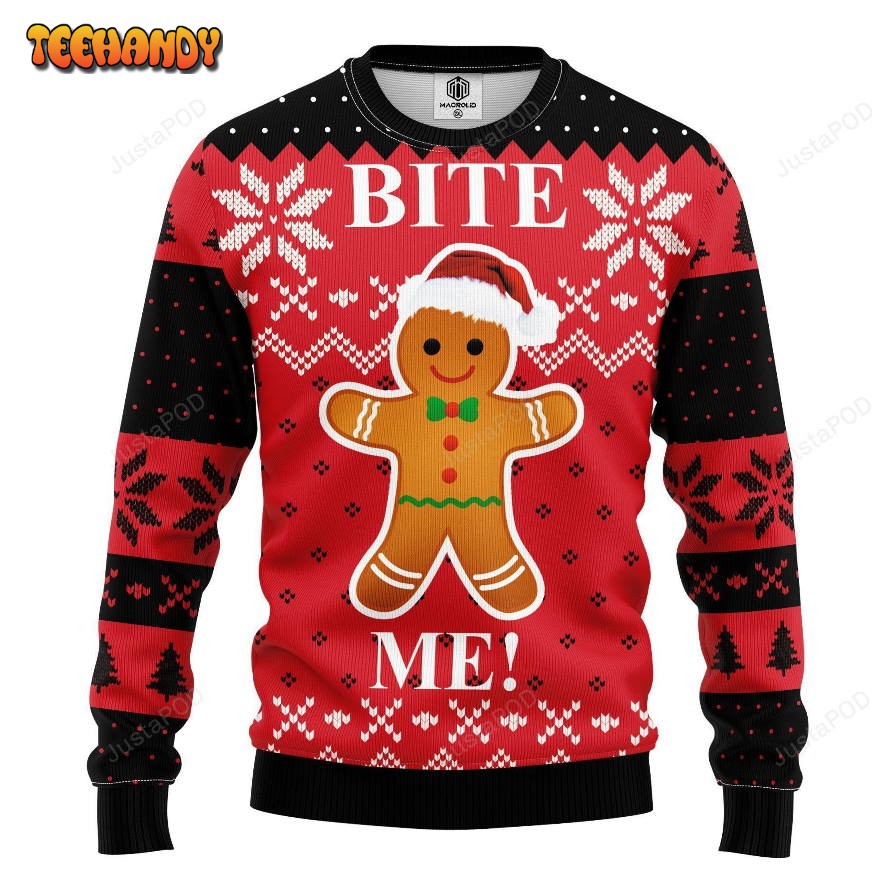 Bite Me Cookie Ugly Christmas Sweater, All Over Print Sweatshirt