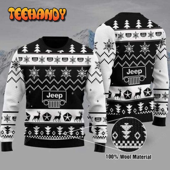 Black And White Jeep Ugly Sweater, Ugly Sweater, Christmas Sweaters