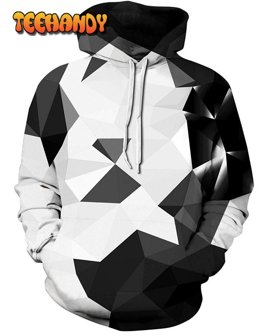 Black and white polyhedron 3D 3D Hoodie For Men Women Hoodies