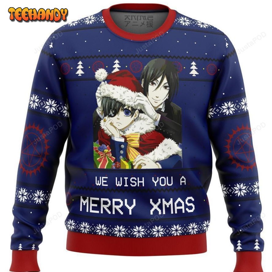 Black Butler Merry Xmas Ugly Christmas Sweater, Ugly Sweater