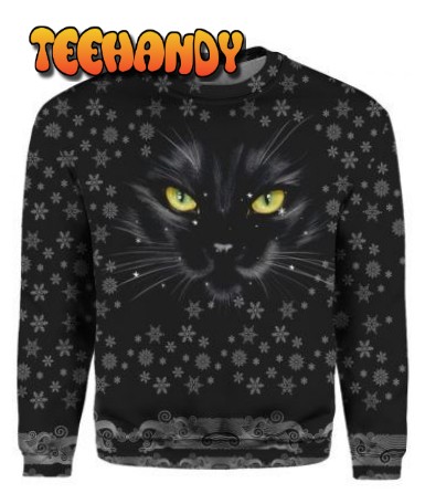 Black Cat For Cat Lovers Ugly Christmas Sweater, All Over Printed Sweatshirt