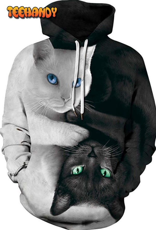 Black catWhite cat 3D 3D Hoodie For Men Women All Over 3D Printed Hoodies