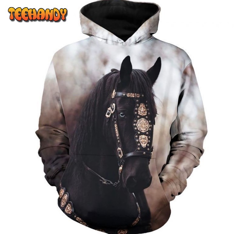 Black Horse Pullover And Zip Pered Hoodies Custom 3D Clothes Graphic Hoodie