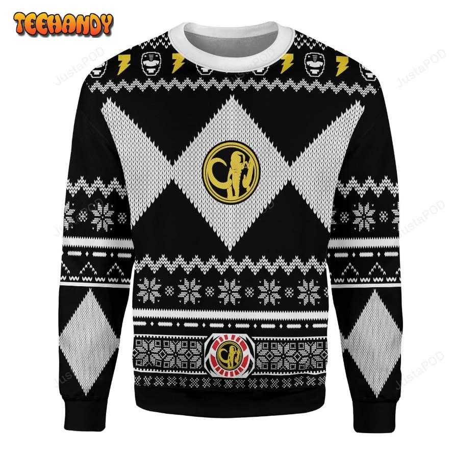 Black Power Ranger Ugly Christmas Sweater, All Over Print Sweatshirt