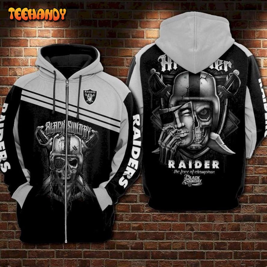 Black Sunday Raiders The Face Of Champions 3D Hoodie For Men Women