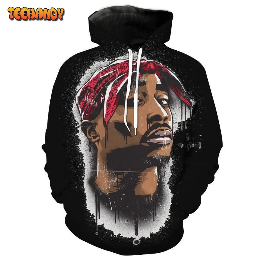 Black Tupac 2Pac Face 3D Hoodie For Men Women All Over Printed Hoodie