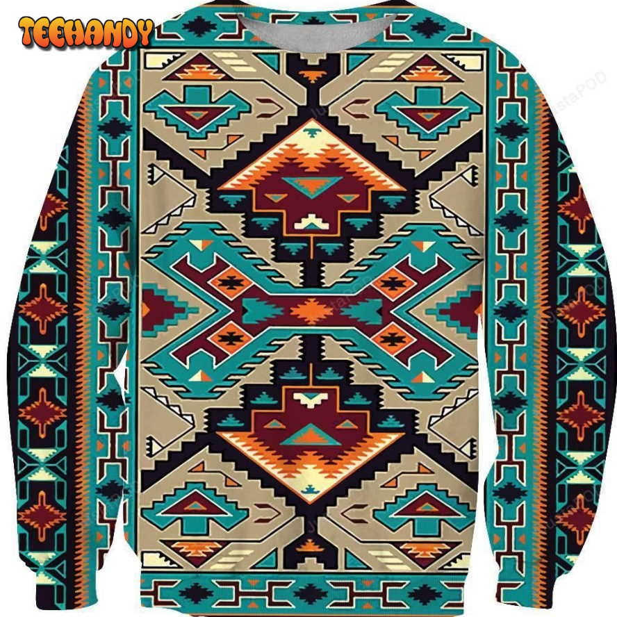 Blue Tribe Design Ugly Christmas Sweater, All Over Print Sweatshirt, Ugly Sweater