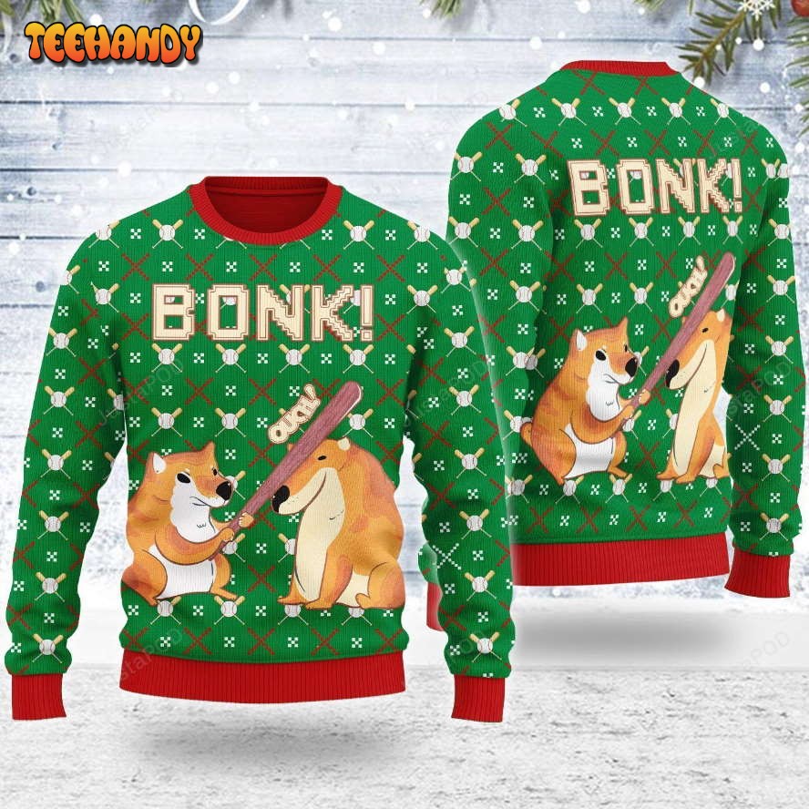 Bonk Dog Ugly Christmas Sweater, All Over Print Sweatshirt, Ugly Sweater