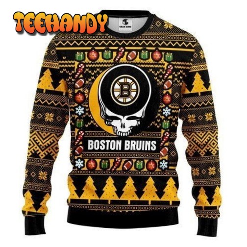 Boston Bruins Grateful Dead Ugly Christmas Sweater, Ugly Sweater