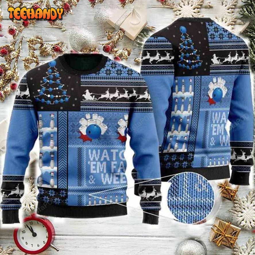 Bowling Watch em Fall & Weep Ugly Christmas Sweater, Ugly Sweater