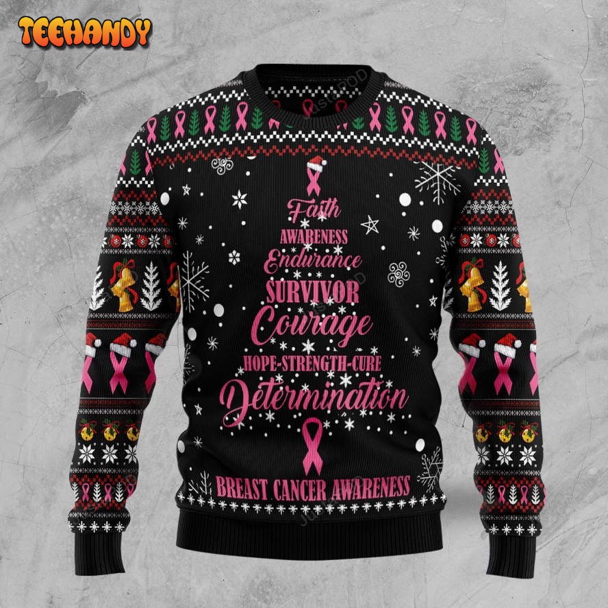 Breast Cancer Awareness Christmas Tree Ugly Christmas Sweater