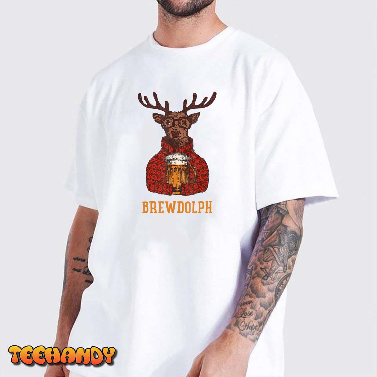 Brewdolph Reindeer Beer Lovers Funny Christmas T-Shirt