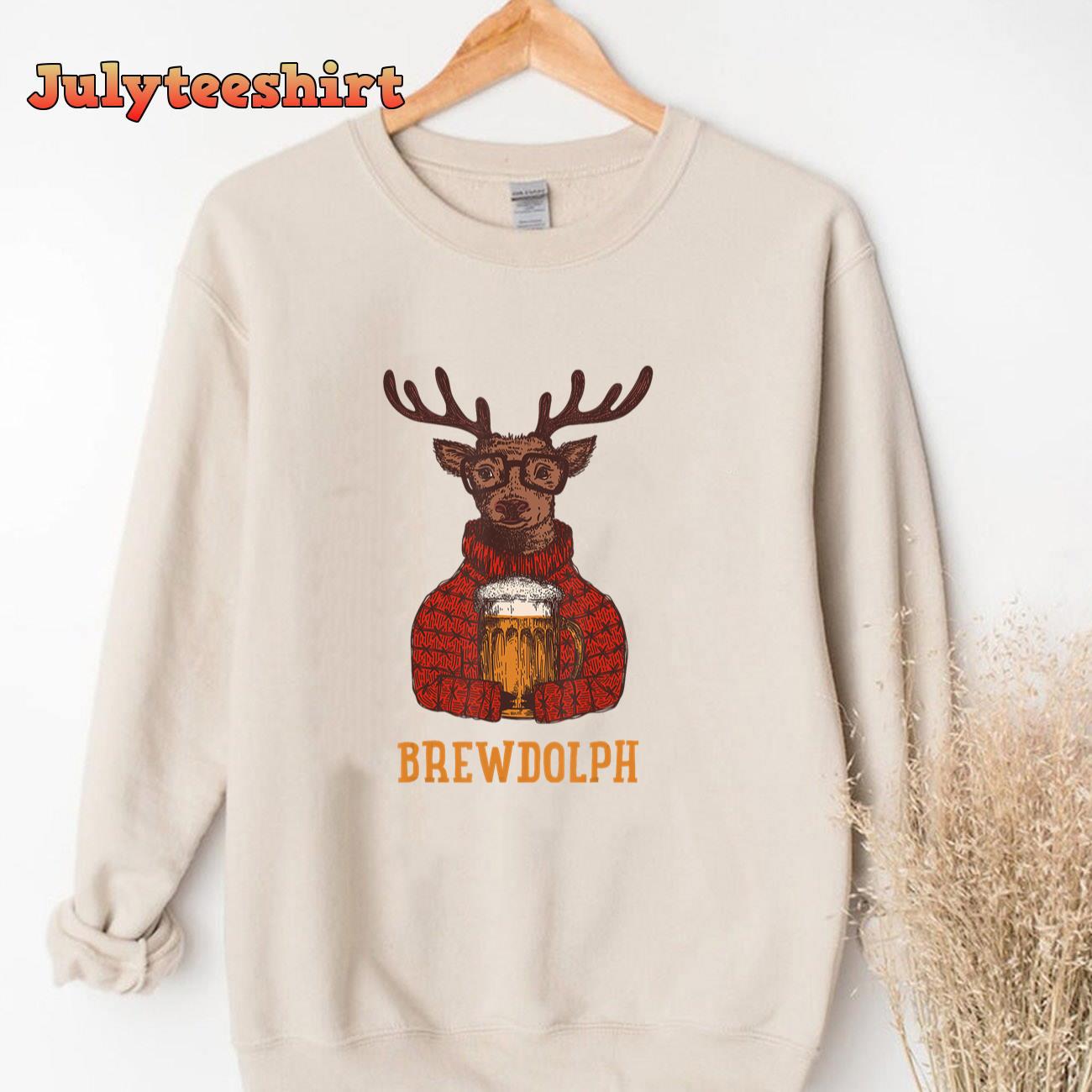 Brewdolph Reindeer Beer Lovers Funny Christmas T-Shirt