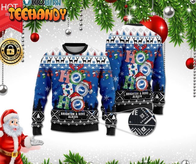 Brighton & Hove Albion Ho Ho Ho 3D Print Christmas Wool Sweater