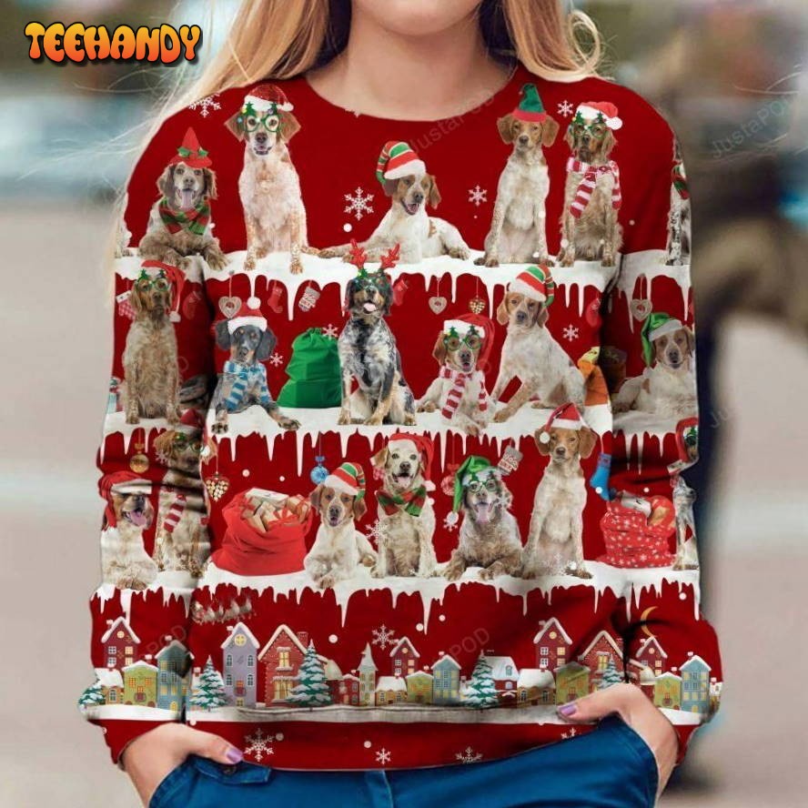 Brittany Spaniel Dog Ugly Christmas Sweater, All Over Print Sweatshirt