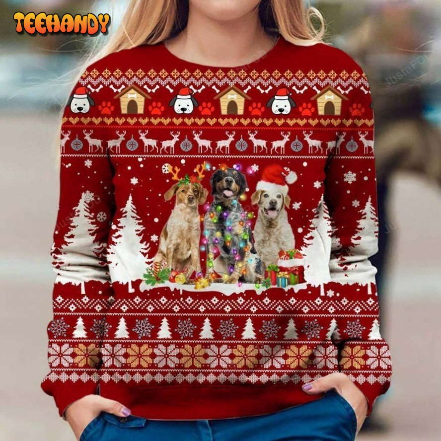 Brittany Spaniel Ugly Christmas Sweater, All Over Print Sweatshirt