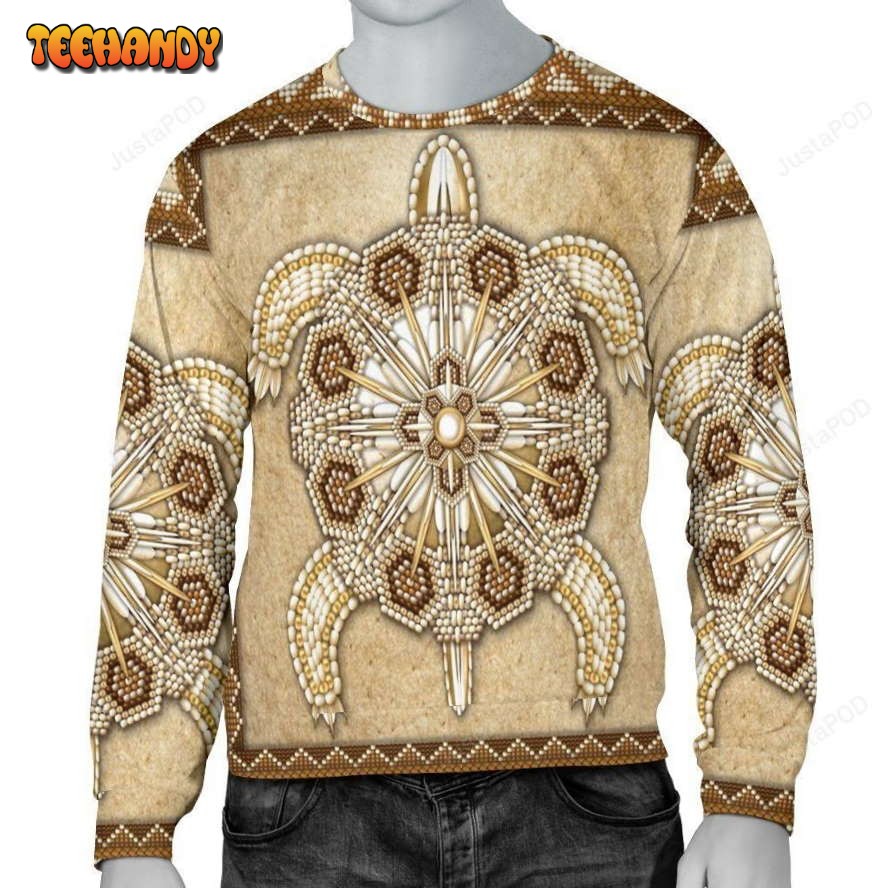 Brown Turtle Totem Native American Ugly Christmas Sweater, Ugly Sweater