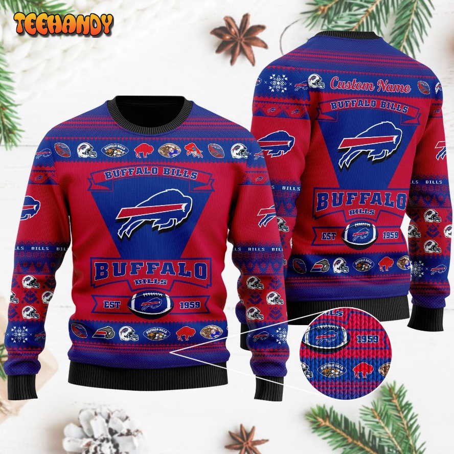 Buffalo Bills Football Team Logo Custom Name Personalized Ugly Sweater