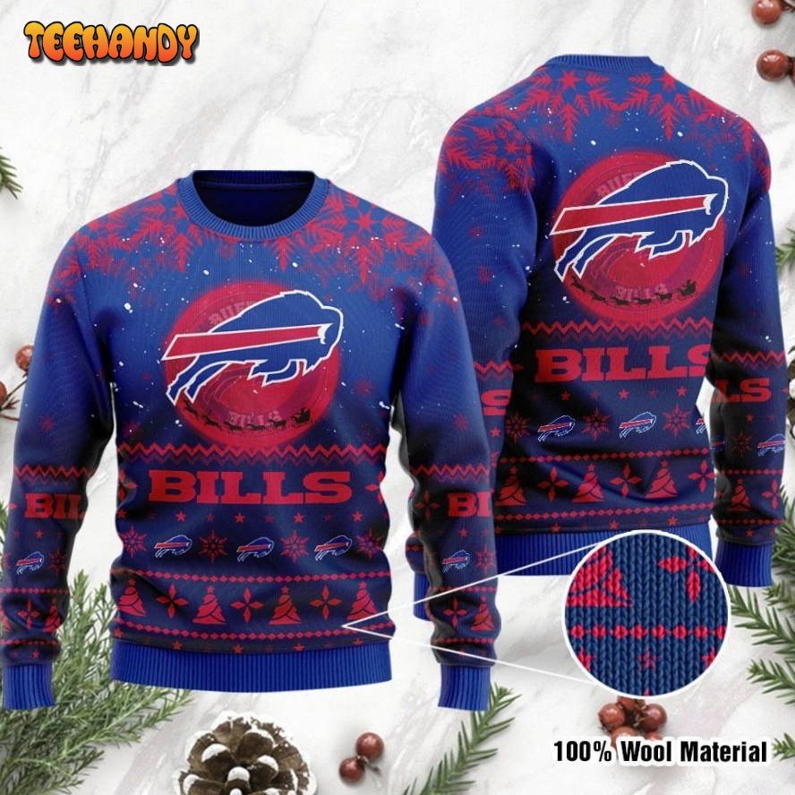 Buffalo Bills Santa Claus In The Moon Ugly Christmas Sweater, Ugly Sweater