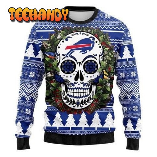 Buffalo Bills Skull Flower Ugly Christmas Sweater, All Over Print Sweatshirt