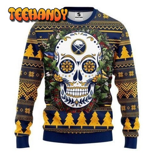 Buffalo Sabres Skull Flower Ugly Christmas Sweater, All Over Print Sweatshirt