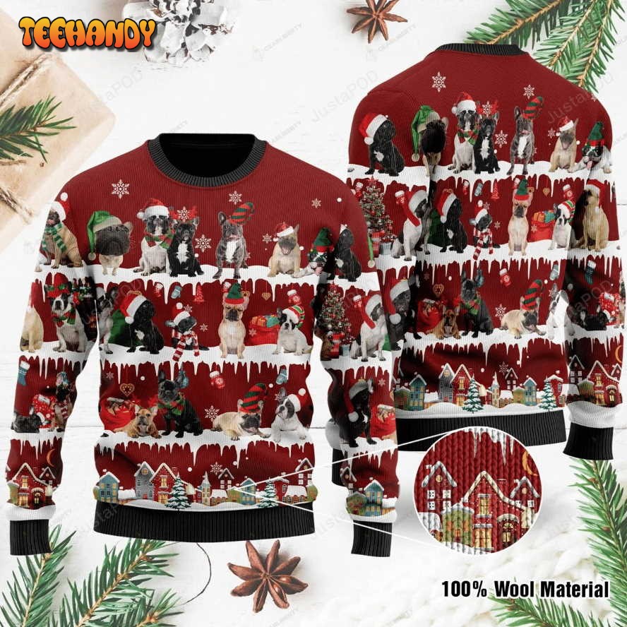 Bulldog Ugly Christmas Sweater, All Over Print Sweatshirt, Ugly Sweater