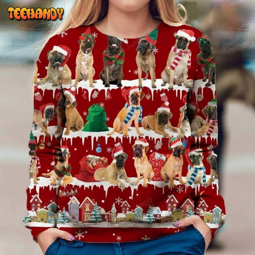 Bullmastiff Ugly Christmas Sweater, All Over Print Sweatshirt, Ugly Sweater