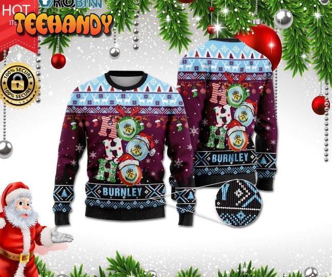 Burnley Ho Ho Ho 3D Print Christmas Wool Sweater, Ugly Sweater