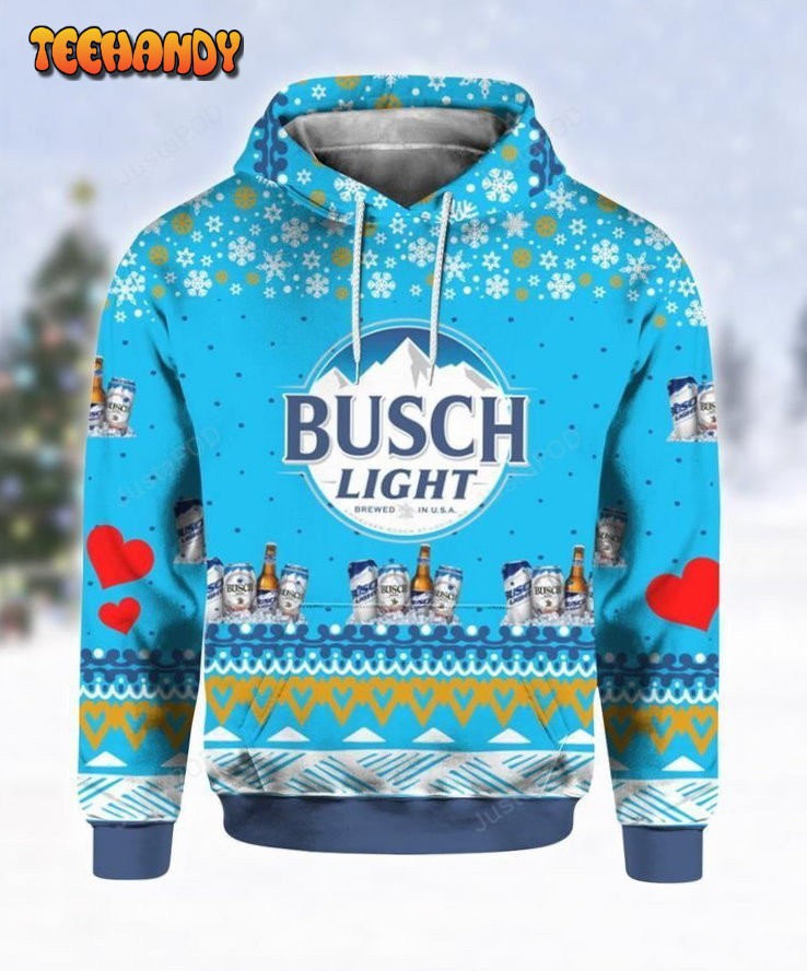 Busch Light Beer Print Ugly Christmas 3D All Over Printed Hoodie Sweater