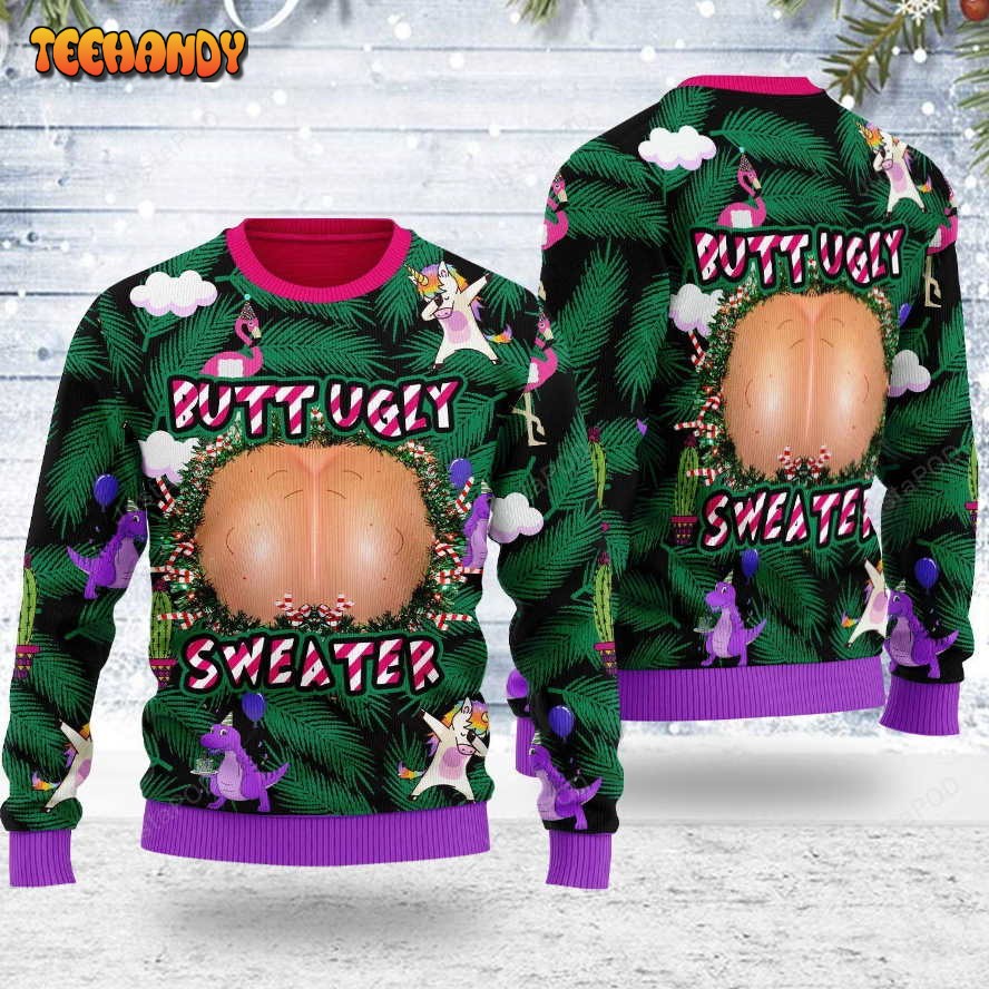 Butt Ugly Christmas Sweater, All Over Print Sweatshirt, Ugly Sweater