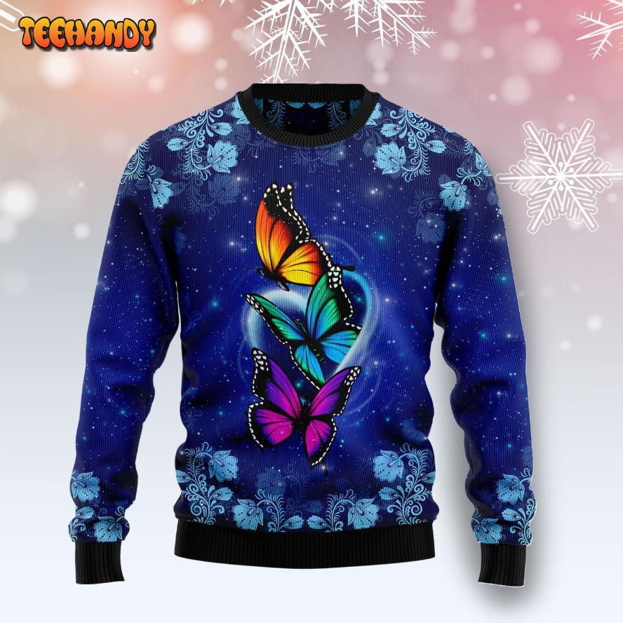 Butterfly Galaxy Ugly Christmas Sweater, All Over Print Sweatshirt, Ugly Sweater