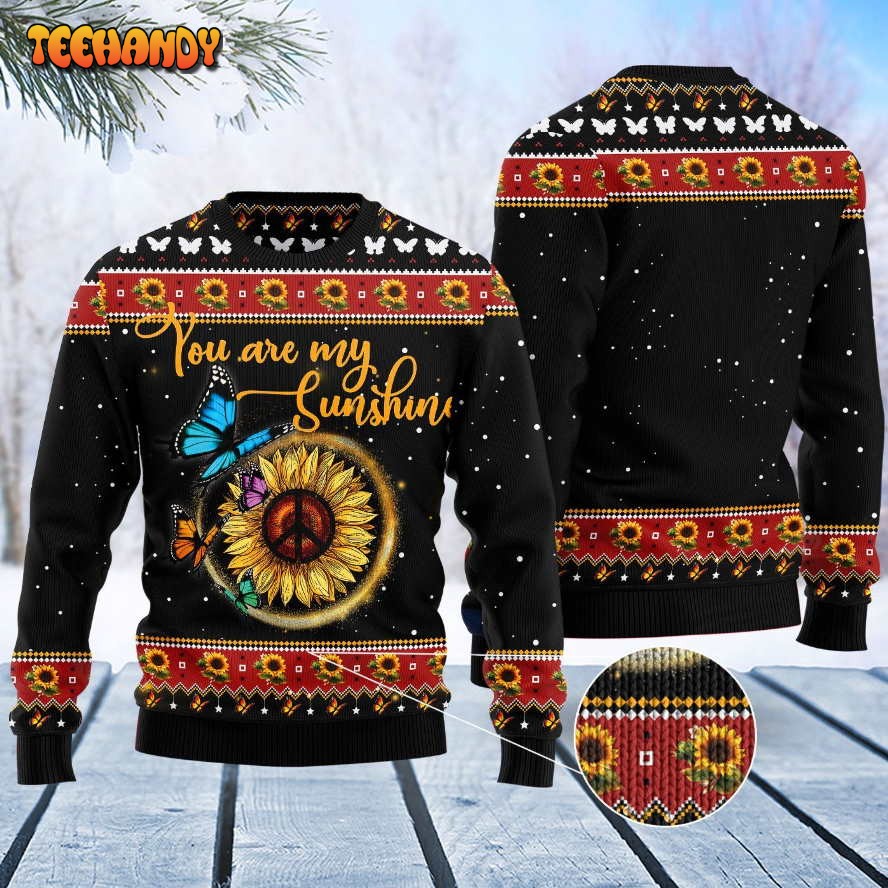 Butterfly Sunshine Ugly Christmas Sweater, All Over Print Sweatshirt, Ugly Sweater