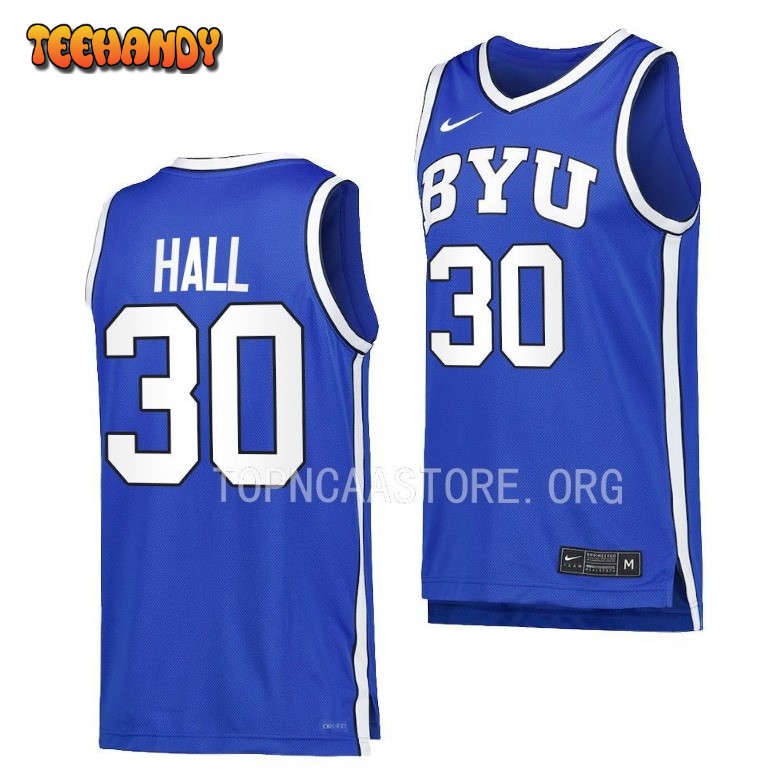 BYU Cougars Dallin Hall Royal Replica College Basketball Jersey