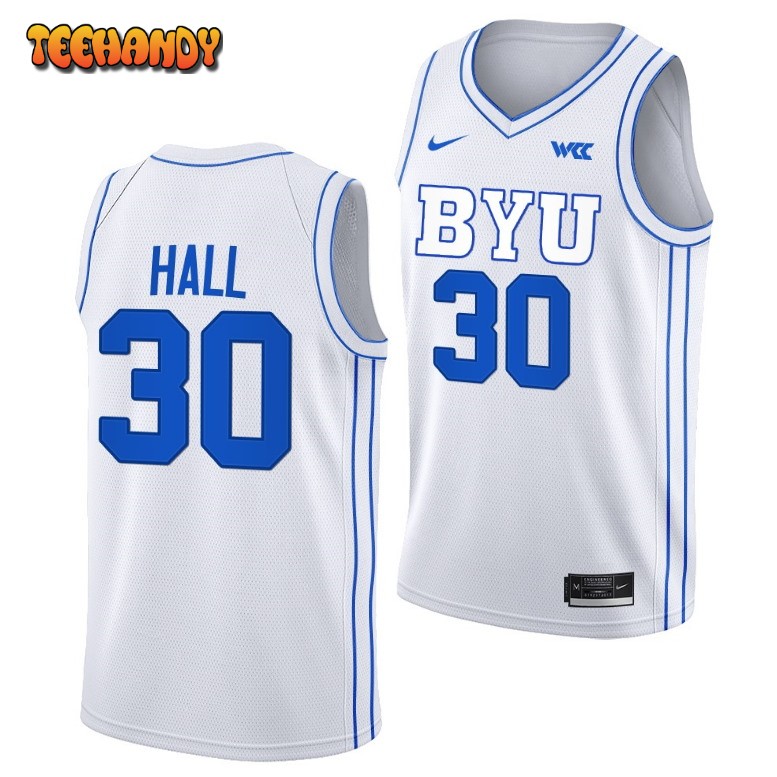 BYU Cougars Dallin Hall White Replica College Basketball Jersey