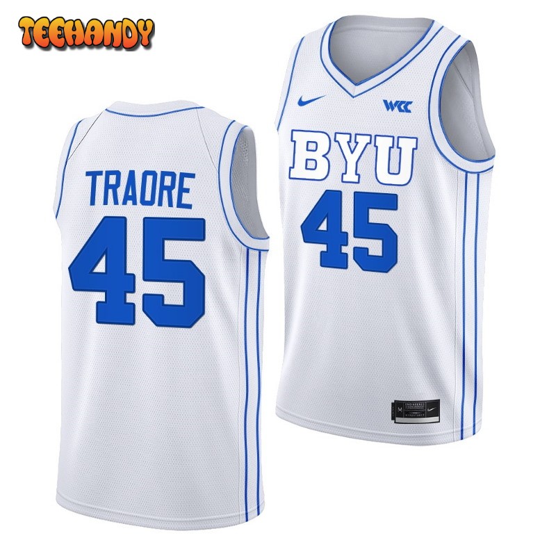 BYU Cougars Fousseyni Traore White Replica College Basketball Jersey