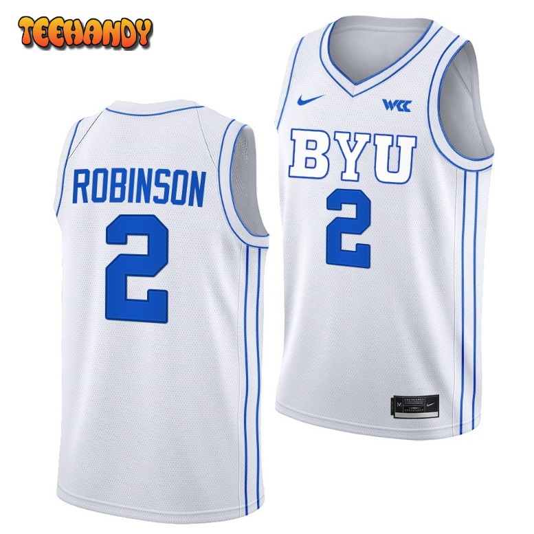 BYU Cougars Jaxson Robinson White Replica College Basketball Jersey