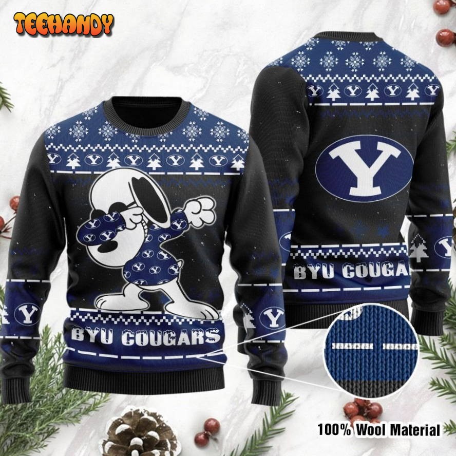 BYU Cougars Snoopy Dabbing Holiday Party Ugly Christmas Sweater