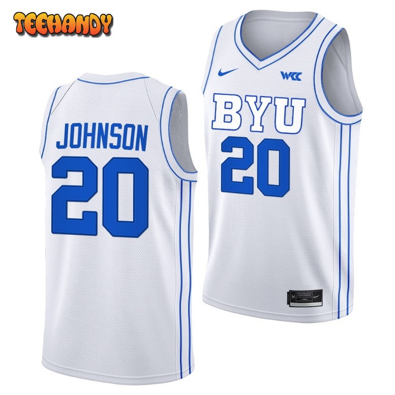 BYU Cougars Spencer Johnson White Replica College Basketball Jersey