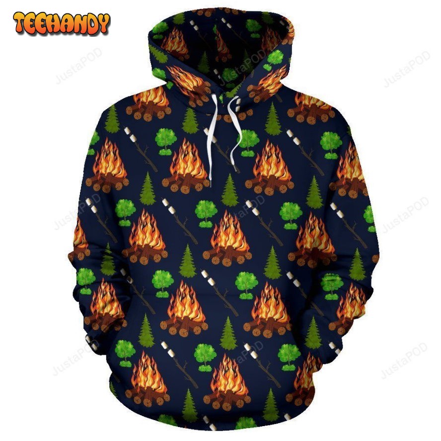 Camfire marshmallow Camping Design Print Pullover 3D Hoodie